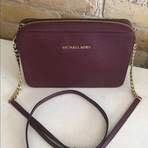 Michael Kors Maroon Gold Crossbody Purse Like New